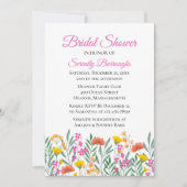 フラワーワイルドフラワー水彩画 ブライダルシャワー 招待状 (正面)