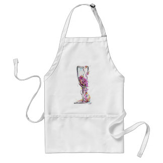 フラワーワイングラスシルエットTシャツ – 水彩画 スタンダードエプロン