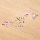 フラワーワイングラス母の日ブランチ アクリル招待状 (レイダウン)