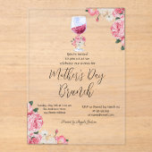 フラワーワイングラス母の日ブランチ アクリル招待状 (正面)