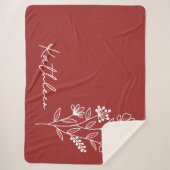 フラワーワイン レッド ブランケット, 彼女への特別なギフト - 名前入り シェルパブランケット (正面)