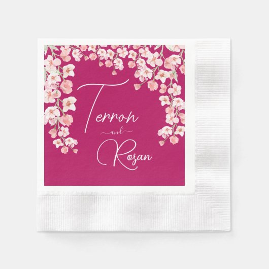 フラワーワイン 縁ありカクテルナプキン (正面)