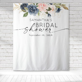 フラワーワコール ピンク ネイビー ブライダルシャワー タペストリー