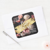 フラワーワークショップブラック金ゴールド スクエアシール (封筒)