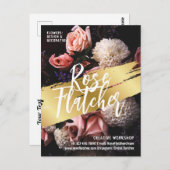 フラワーワークショップブラック金ゴールド ポストカード (正面/裏面)