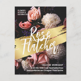 フラワーワークショップブラック金ゴールド ポストカード