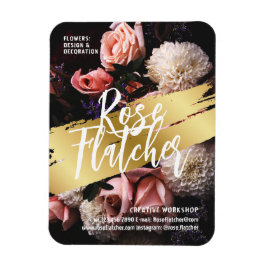 フラワーワークショップブラック金ゴールド マグネット