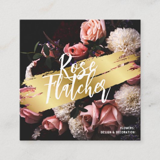 フラワーワークショップブラック金ゴールド 予約カード (正面)