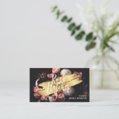 フラワーワークショップブラック金ゴールド 名刺 (スタンド正面)