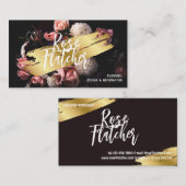 フラワーワークショップブラック金ゴールド 名刺 (正面/裏面)