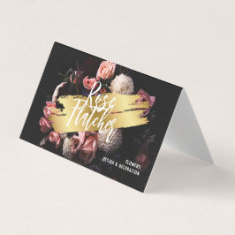 フラワーワークショップブラック金ゴールド 名刺