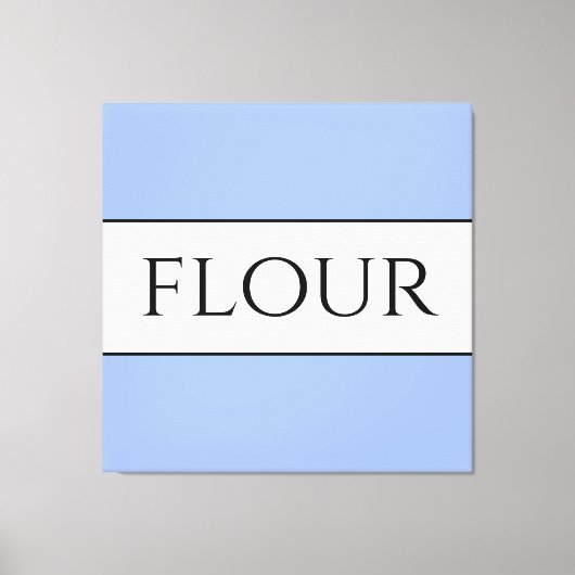 フラワーヴィンテージビービーおもしろいライトブルーホワイトストライプズ キャンバスプリント (正面)