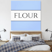 フラワーヴィンテージビービーおもしろいライトブルーホワイトストライプズ キャンバスプリント (インサイチュ (寝室))