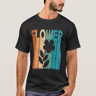 フラワーヴィンテージ植物花恋人レトロフロリ Tシャツ