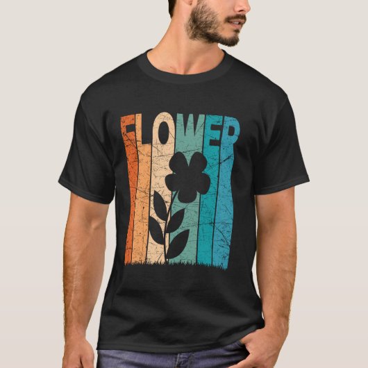 フラワーヴィンテージ植物花恋人レトロフロリ Tシャツ (正面)