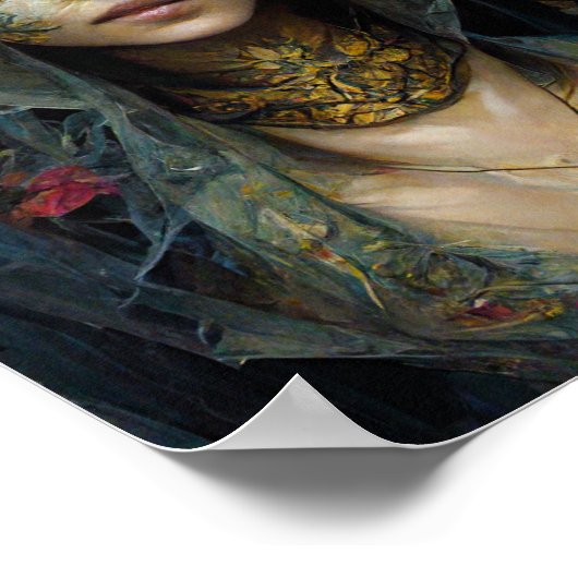 フラワーヴェール暗いゴシック様式ファンタジーアートポスター ポスター (角)