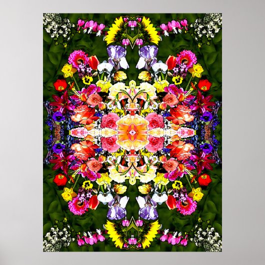 フラワー万華鏡のように千変万化するパターン ポスター (正面)