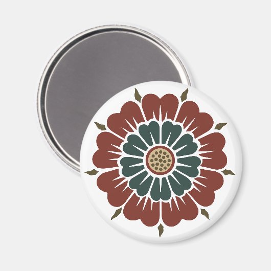 フラワー中国のオーナメントオーウェンジョーンズアジアンパタン マグネット (正面/裏面)