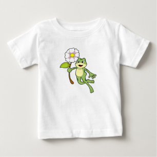 フラワー付きカエル.PNG ベビーTシャツ
