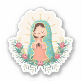 フラワー付きグアダルーペの聖母 かわいいスタイル シール