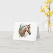 フラワー付きリーガルホースリース 空白の カード (黄色い花)