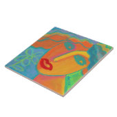 フラワー付き女性2オリジナル抽象芸術 タイル (側面)