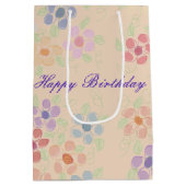 フラワー付き桃プリント ミディアムペーパーバッグ (裏面)