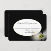 フラワー付き黒RSVP 出欠カード (正面/裏面)