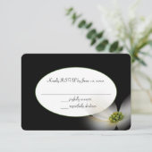 フラワー付き黒RSVP 出欠カード (スタンド正面)