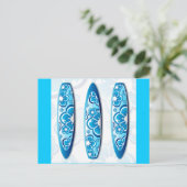 フラワー付きGroovyサーフボードデザイン ポストカード (スタンド正面)