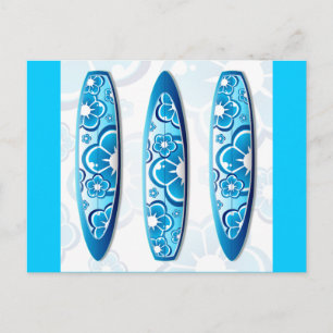 フラワー付きGroovyサーフボードデザイン ポストカード