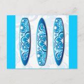 フラワー付きGroovyサーフボードデザイン ポストカード (正面)