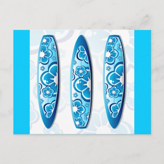フラワー付きGroovyサーフボードデザイン ポストカード (正面)