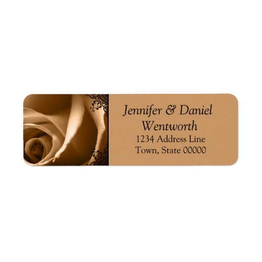 フラワー住所 シールセピアバラ ラベル (正面)