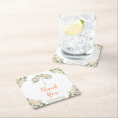 フラワー傘 ブライダルシャワー スクエアペーパーコースター (インサイチュ)