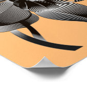 フラワー光学イリュージョン3Dリニアブラックとホワイト ポスター (角)