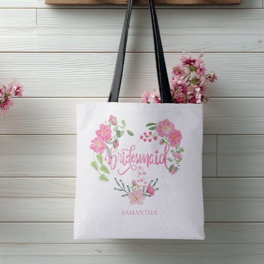 フラワー刺繍のブライズメイド 名前入り トートバッグ