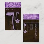 フラワー名刺ダマスクパープルブラウン 名刺 (正面/裏面)