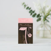 フラワー名刺ピンクチョコレートブラウン 名刺 (スタンド正面)