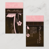フラワー名刺ピンクチョコレートブラウン 名刺 (正面/裏面)
