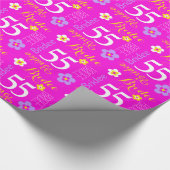 フラワー名前をカスタムするブライディー55歳の誕生日ラップ ラッピングペーパー (角)