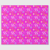 フラワー名前をカスタムするブライディー55歳の誕生日ラップ ラッピングペーパー (フラット)