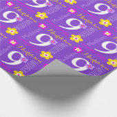 フラワー名前をカスタムするマディソン9thバースデーラップ ラッピングペーパー (角)