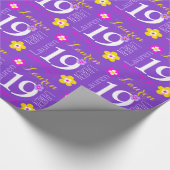 フラワー名前をカスタムするローレン19回目の誕生日ラップ ラッピングペーパー (角)