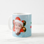 フラワー型 私の初めてのクリスマス 写真 コーヒーマグカップ (正面左)