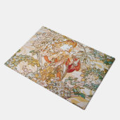 フラワー女神アールヌーボーアートワーク（アルフォンス・モア） ドアマット (アングル)