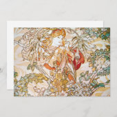 フラワー女神アールヌーボーアートワーク(アルフォンス・モア) 招待状 (正面/裏面)