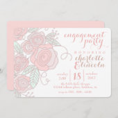 フラワー婚約パーティの招待 招待状 (正面/裏面)