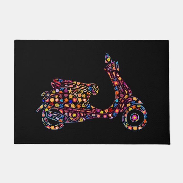 フラワー式モータースクーター自動二輪車 ドアマット (正面)