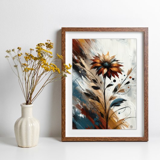 フラワー抽象芸術フローラアートinテラコッタ ポスター